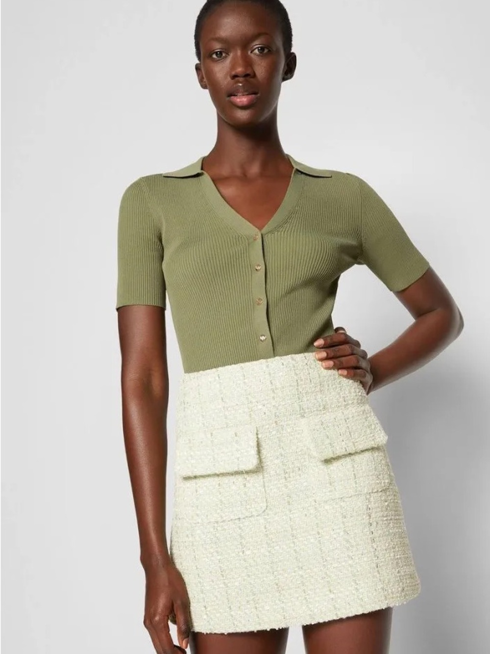 NWT Maje Jinova Tweed Mini Skirt with Front Pockets - Picture 4 of 16